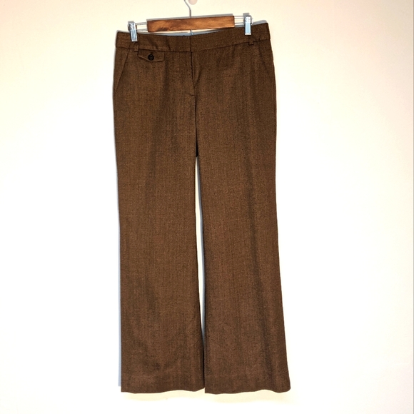 J. Crew Brown Wool/Spandex Straight Leg Favorite Fit Pants, 6 - Picture 1 of 7